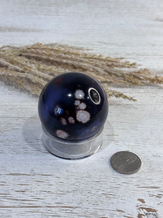 🔵 Blue Flower Agate Sphere
