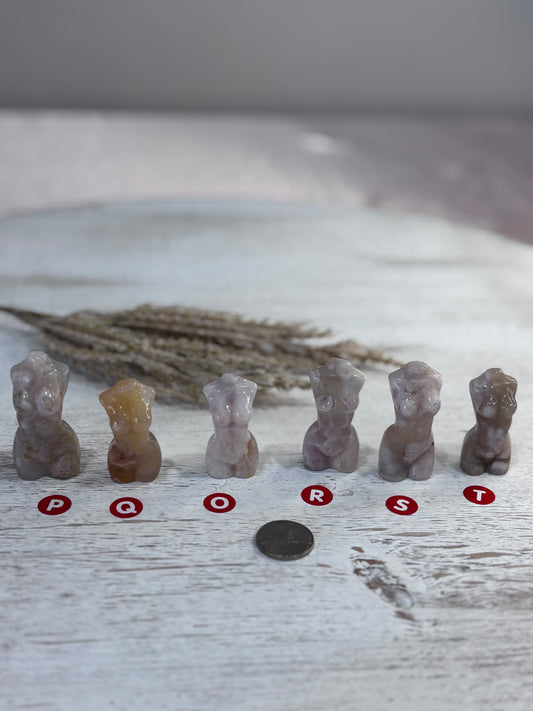 🌸 Mini Flower Agate Lady Body Carving