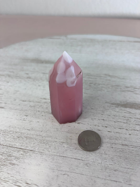 Pink Jelly Agate Mini Tower – Soft & Dreamy 💗
